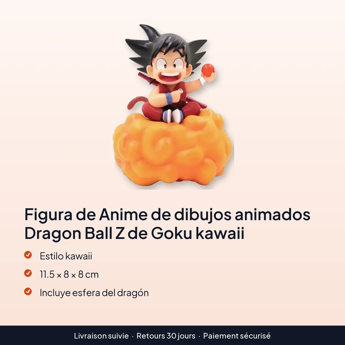 Figura de Anime de dibujos animados Dragon Ball Z de Goku kawaii : estilo kawaii, 11.5 × 8 × 8 cm, incluye esfera del dragón