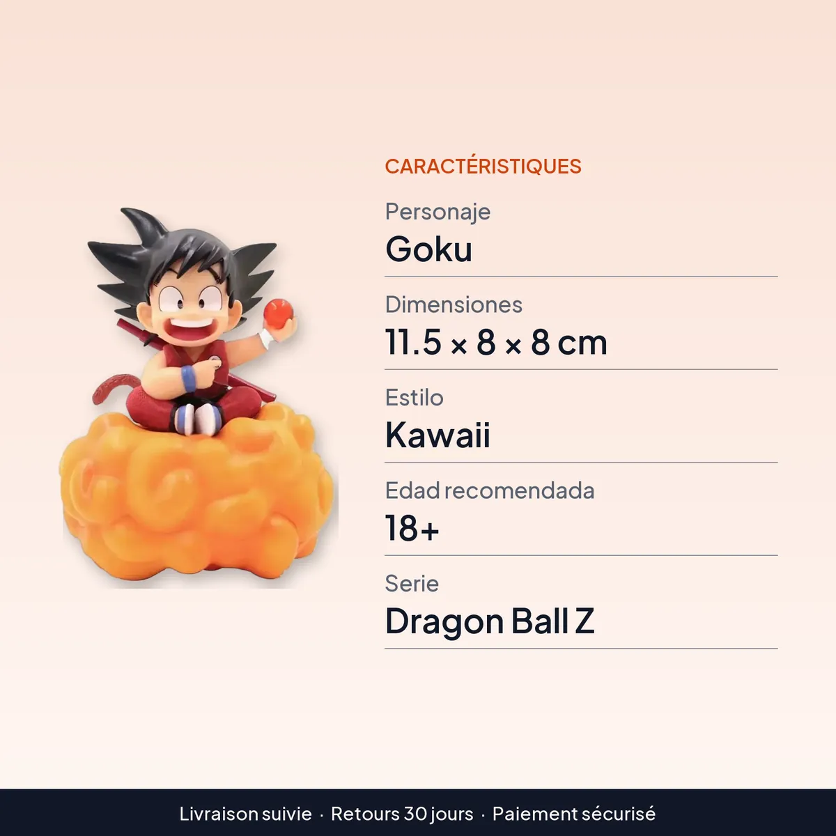 Figura de Anime de dibujos animados Dragon Ball Z de Goku kawaii : caractéristiques