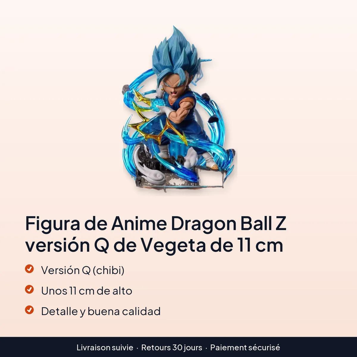 Figura de Anime Dragon Ball Z versión Q de Vegeta de 11 cm : versión q (chibi), unos 11 cm de alto, detalle y buena calidad