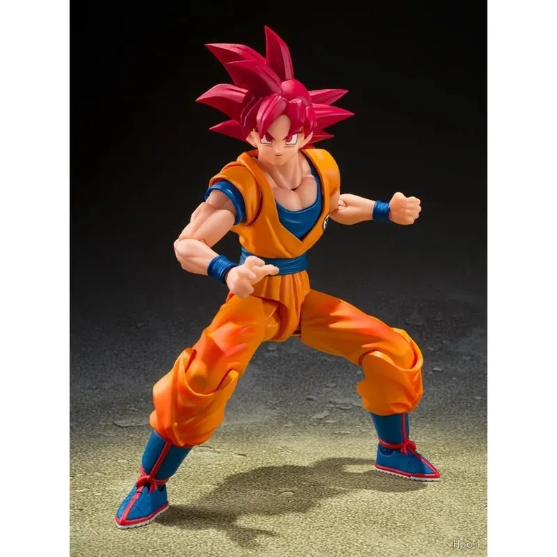 Figura articulada de Super Saiyan God Goku con aura y 3 rostros
