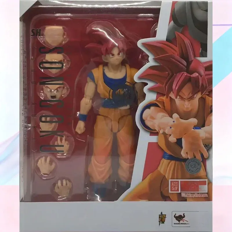 Figura articulada de Super Saiyan God Goku con aura y 3 rostros – son goku 3.0