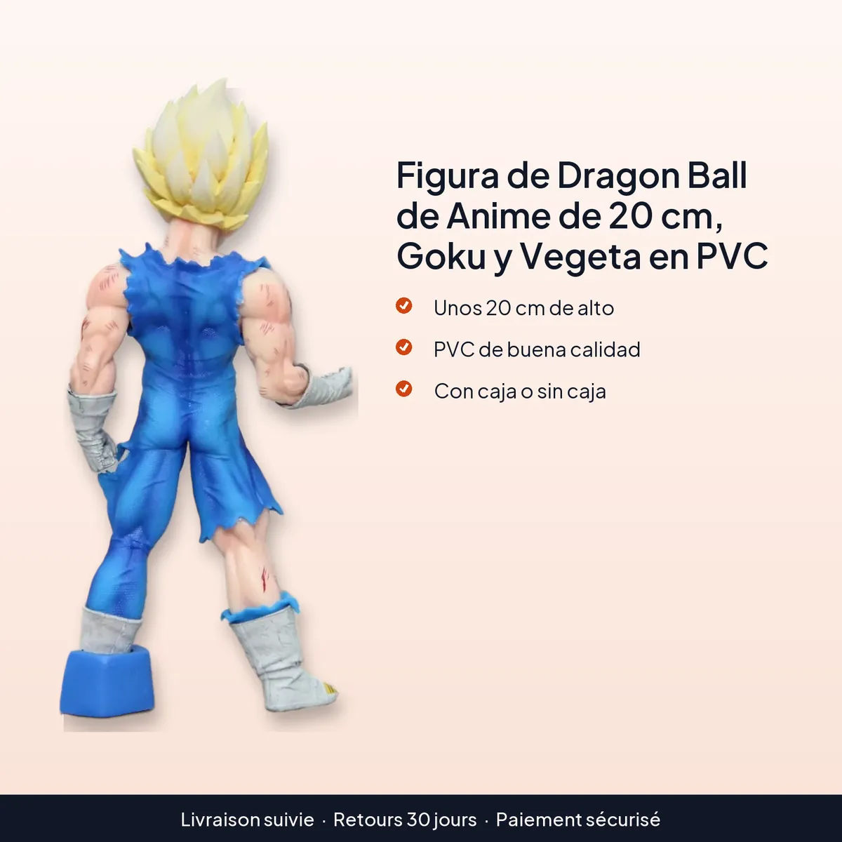 Figura de Dragon Ball de Anime de 20 cm, Goku y Vegeta en PVC : unos 20 cm de alto, pvc de buena calidad, con caja o sin caja
