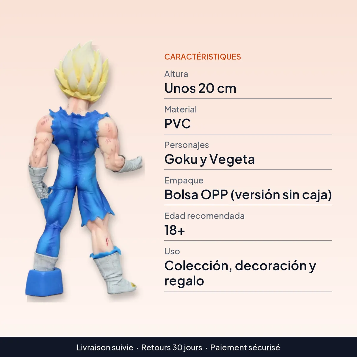 Figura de Dragon Ball de Anime de 20 cm, Goku y Vegeta en PVC : caractéristiques