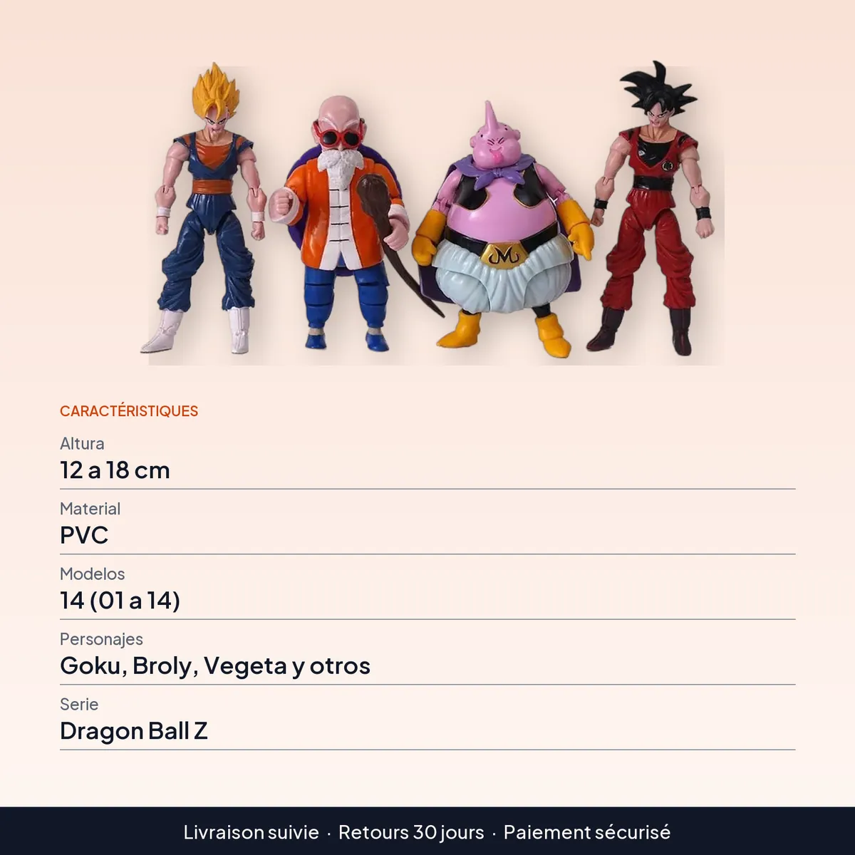 Figura de Dragon Ball Z de 12 a 18 cm: Goku, Broly y Vegeta : caractéristiques