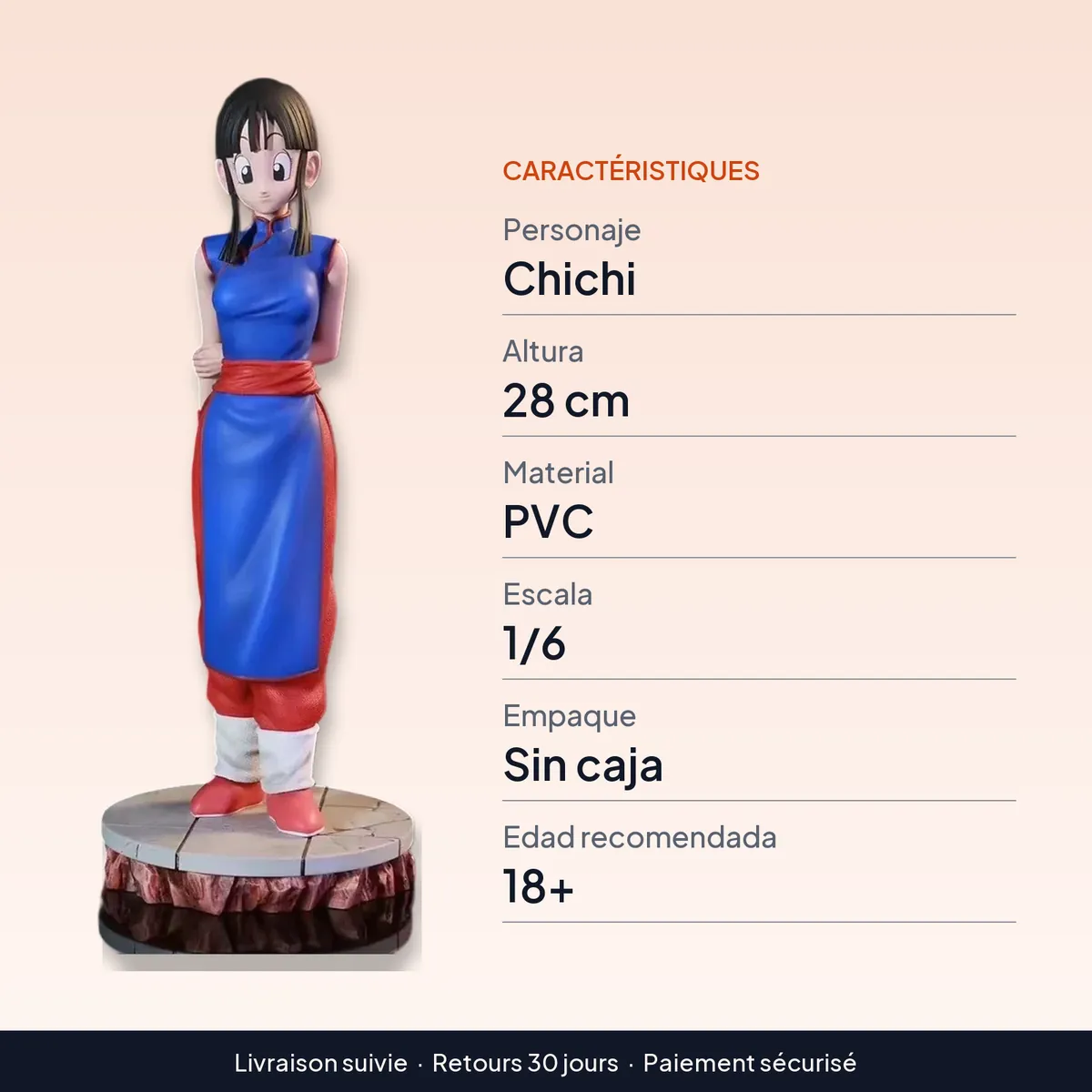 Figura de Dragon Ball Z Chichi de 28 cm en PVC, escala 1/6 : caractéristiques