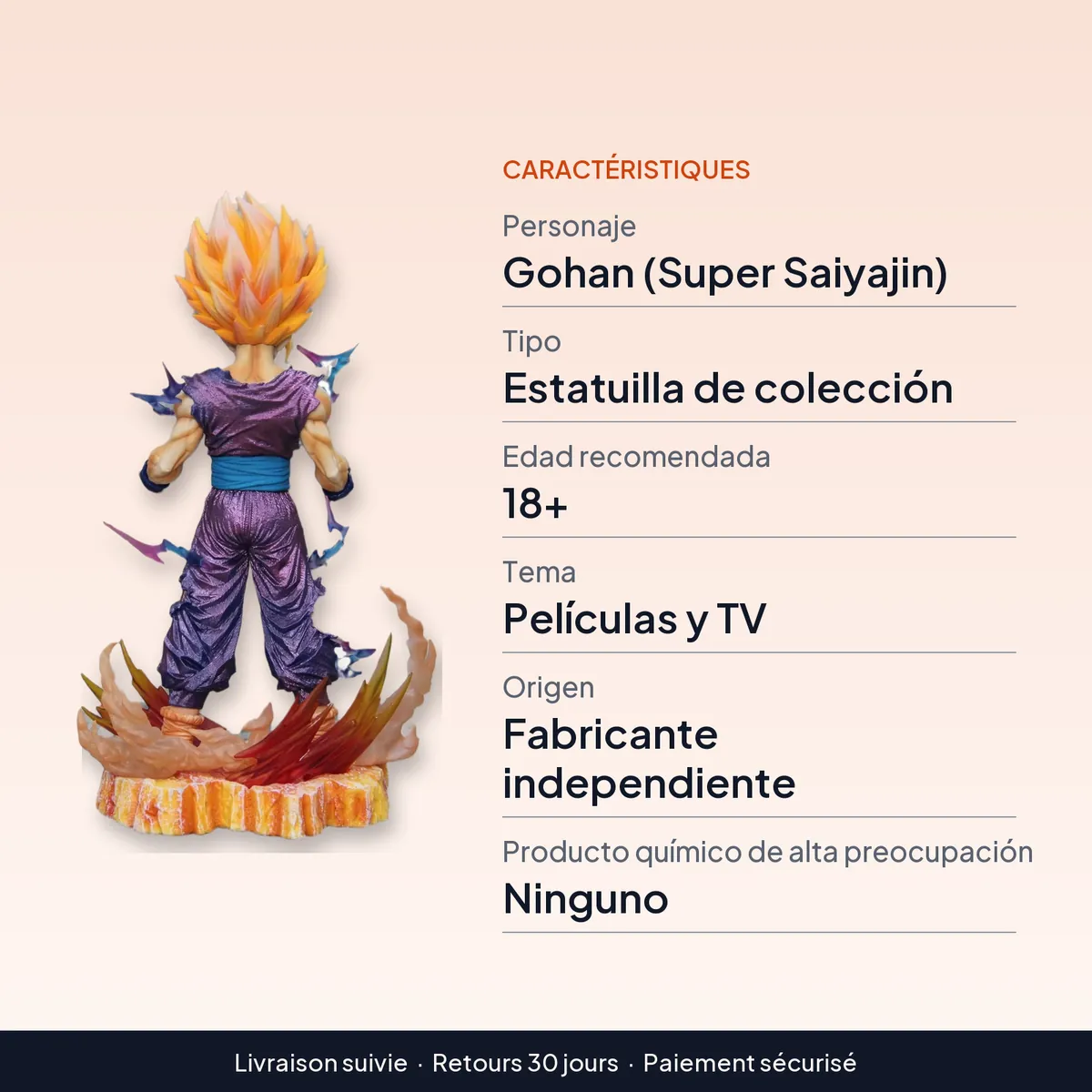 Figura de Gohan Super Saiyajin de Dragon Ball Z para colección : caractéristiques