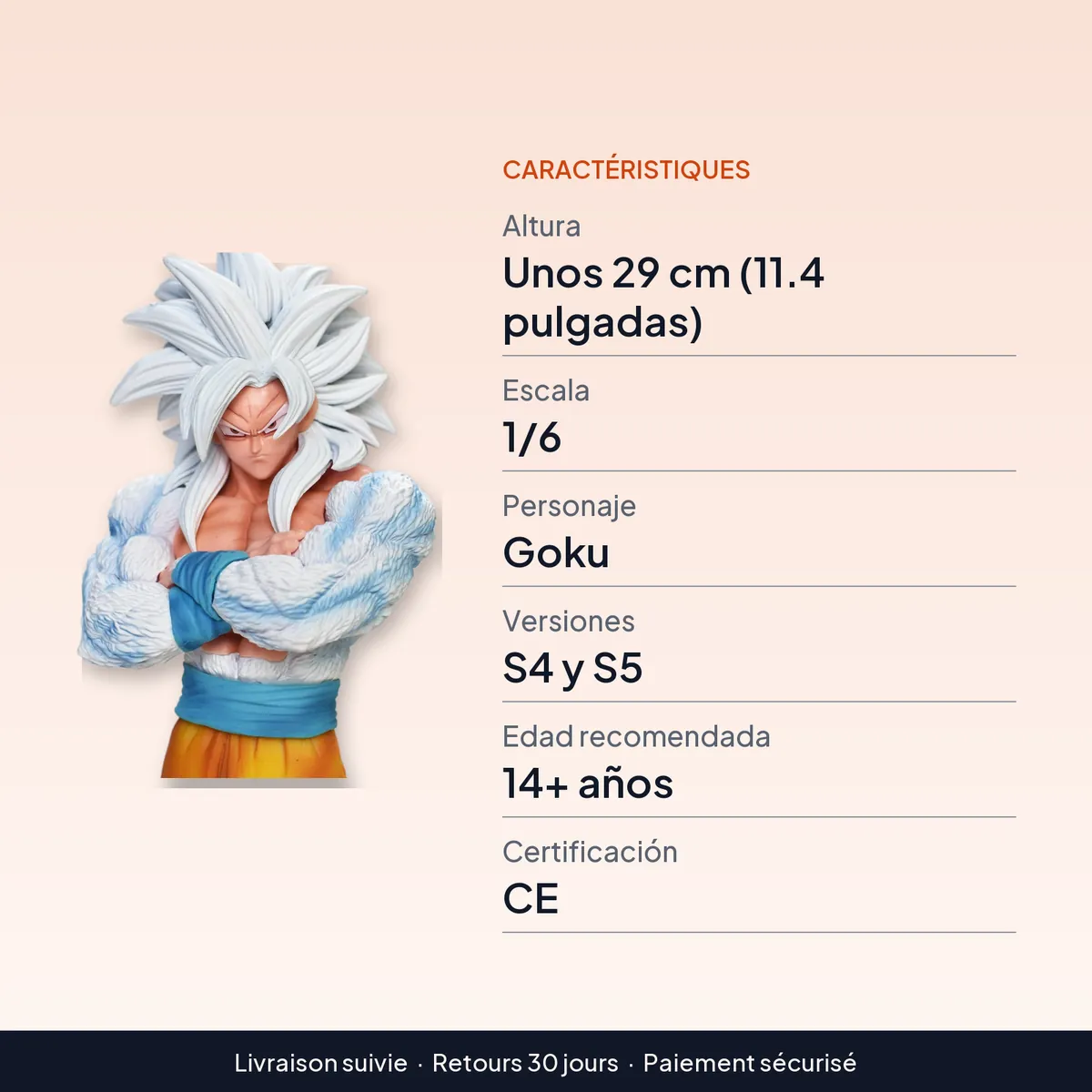 Figura de Goku de 29 cm (11.4 pulgadas) de Dragon Ball Z, escala 1/6 : caractéristiques
