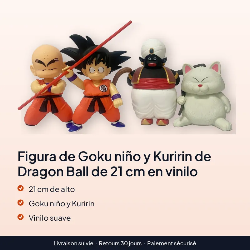Figura de Goku niño y Kuririn de Dragon Ball de 21 cm en vinilo – Once modelos, un solo estilo