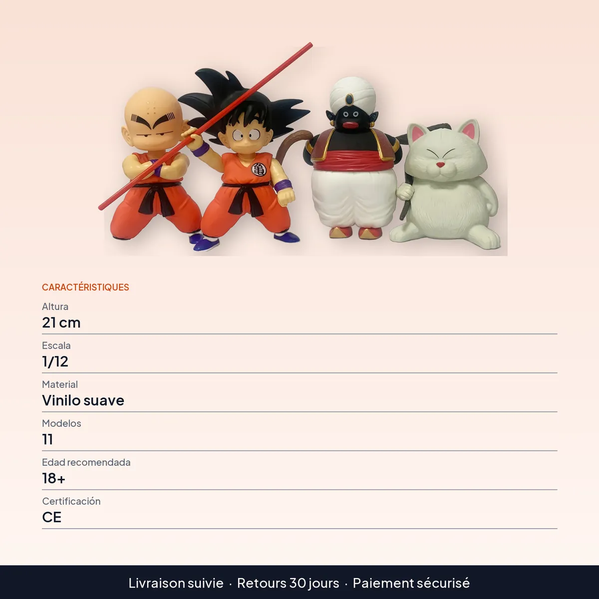 Figura de Goku niño y Kuririn de Dragon Ball de 21 cm en vinilo : caractéristiques
