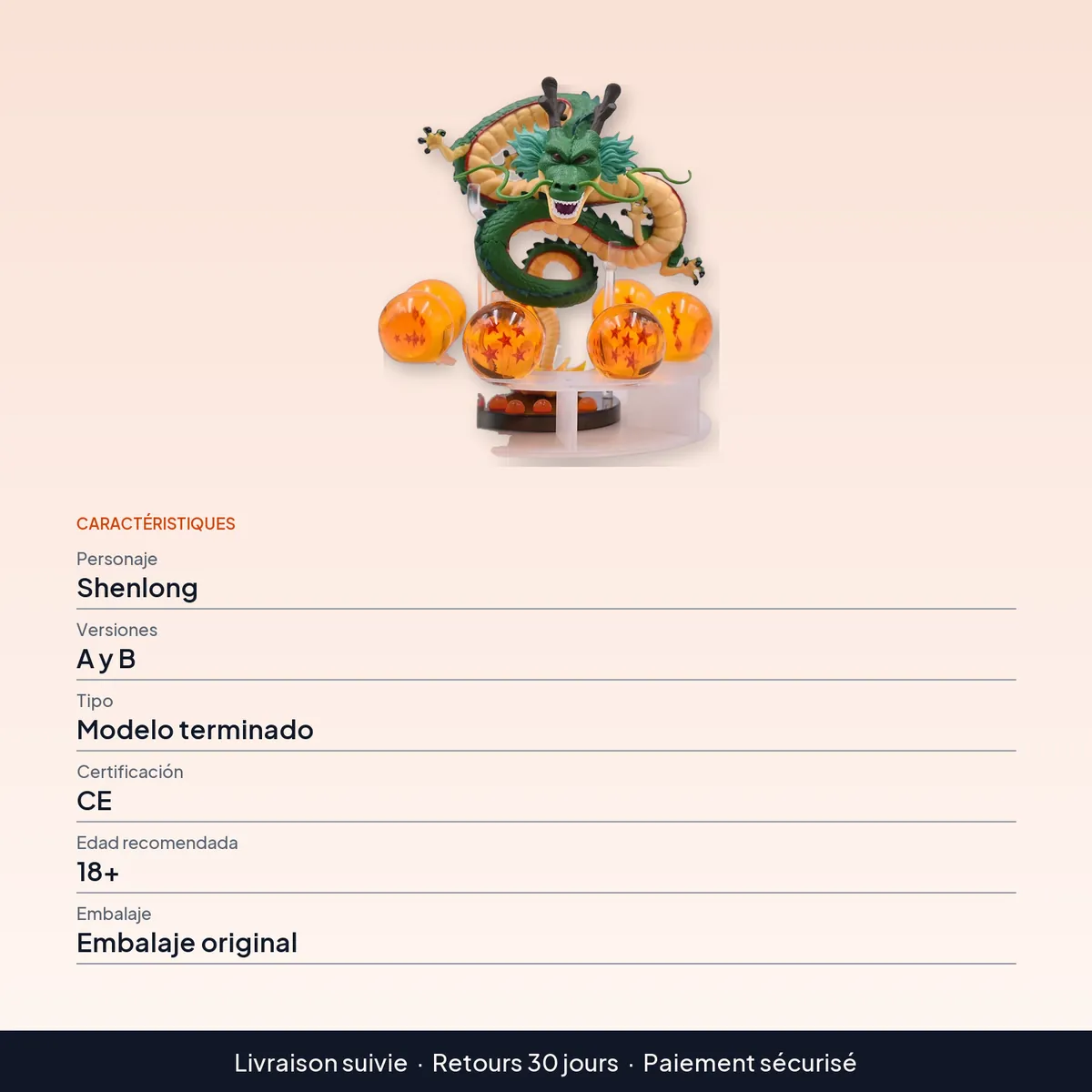 Figura de Shenlong de Dragon Ball Z: lotes y siete esferas : caractéristiques