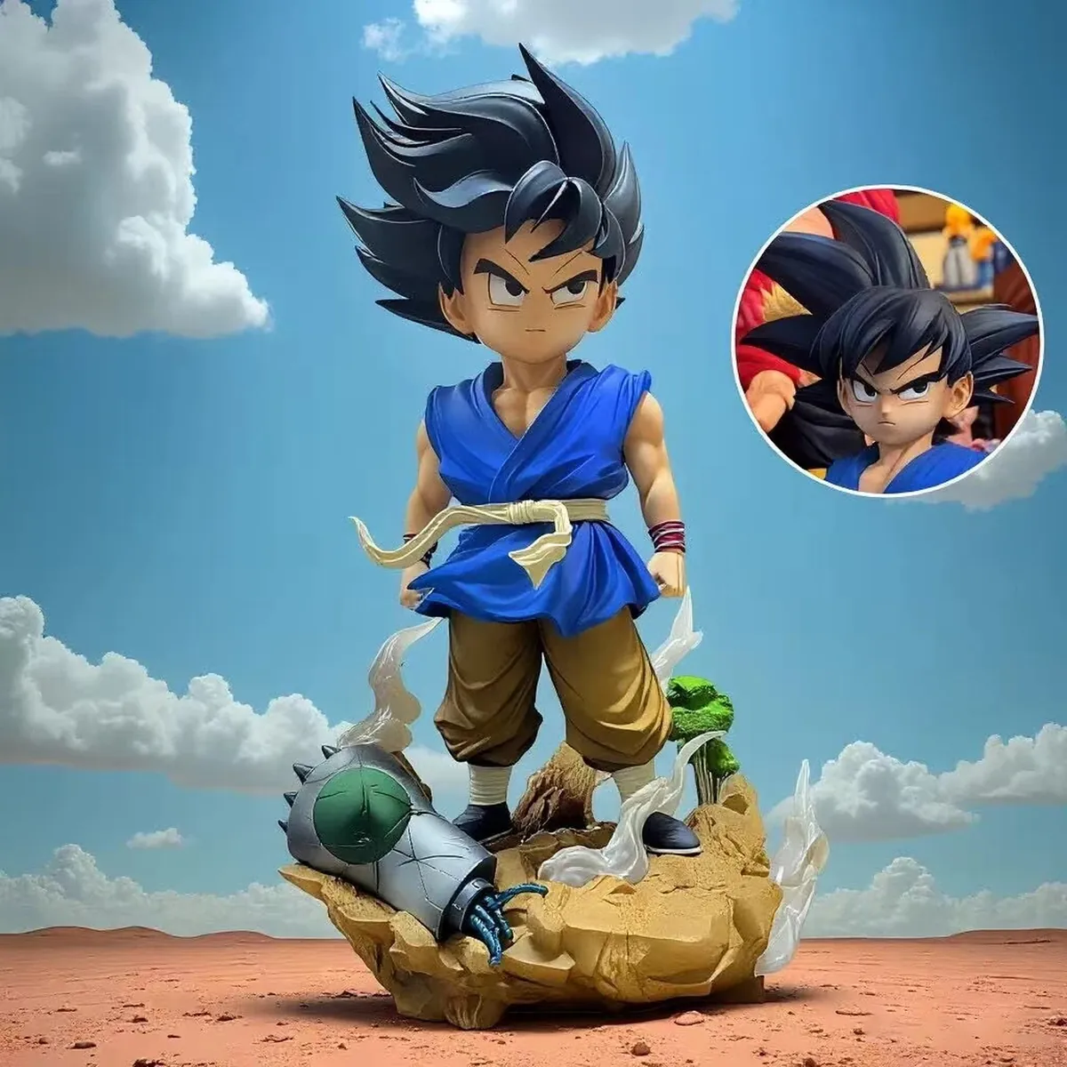 Figura de Son Goku de 25 cm con dos cabezas intercambiables – vue 2