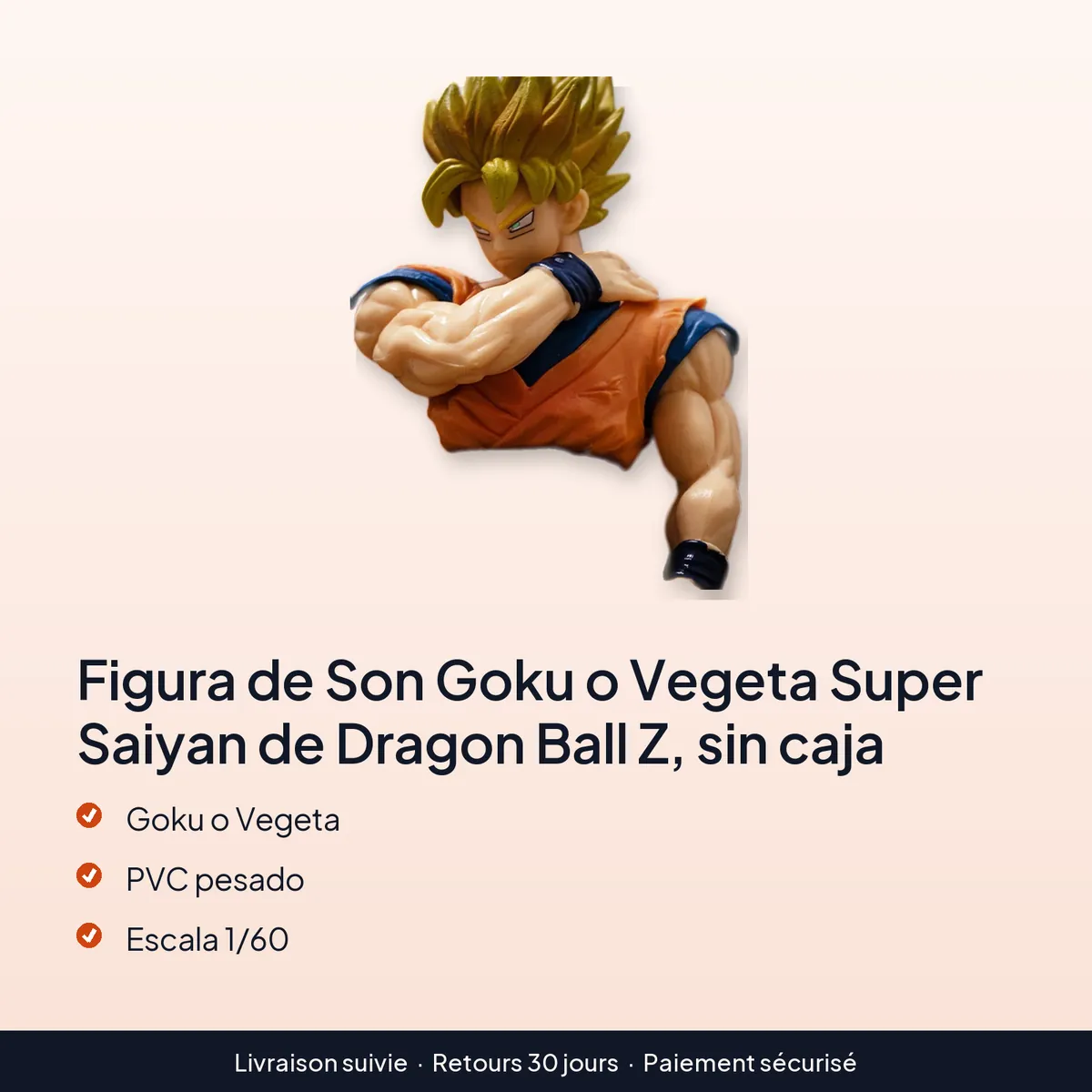 Figura de Son Goku o Vegeta Super Saiyan de Dragon Ball Z, sin caja : goku o vegeta, pvc pesado, escala 1/60