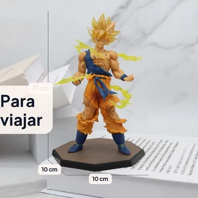 Figura de Son Goku Super de Dragon Ball de 16 cm con base y rayos