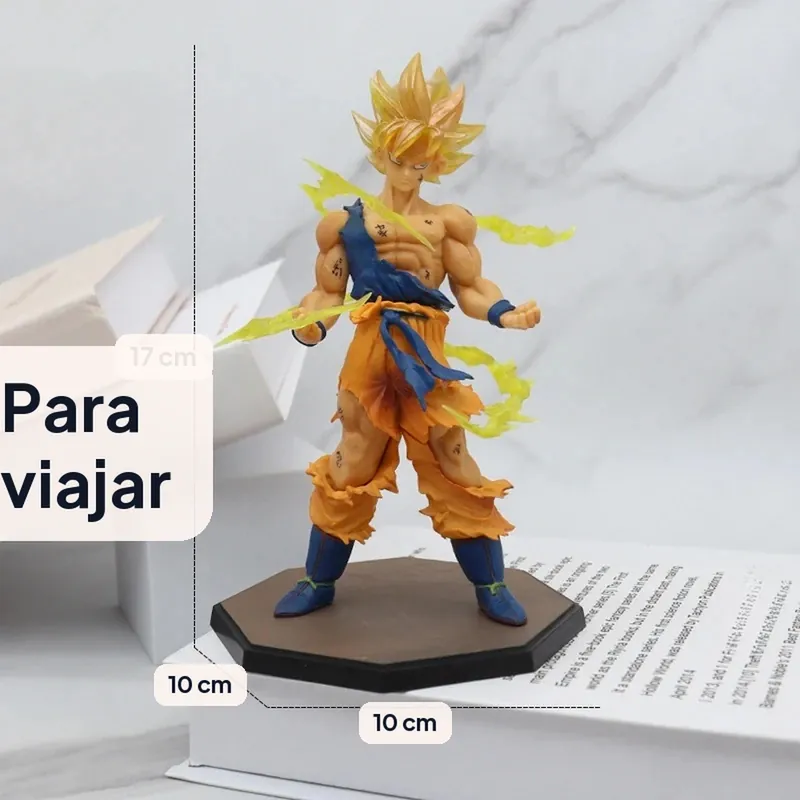 Figura de Son Goku Super de Dragon Ball de 16 cm con base y rayos