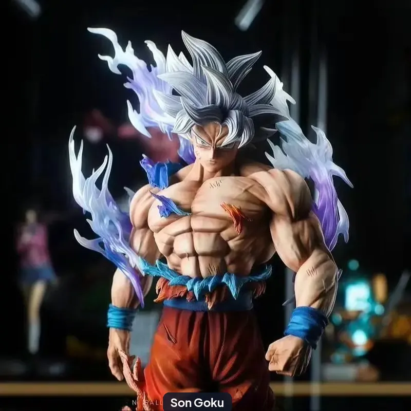 Figura de Son Goku Ultra Instinto de Dragon Ball de 21 cm – Acomódala en su base