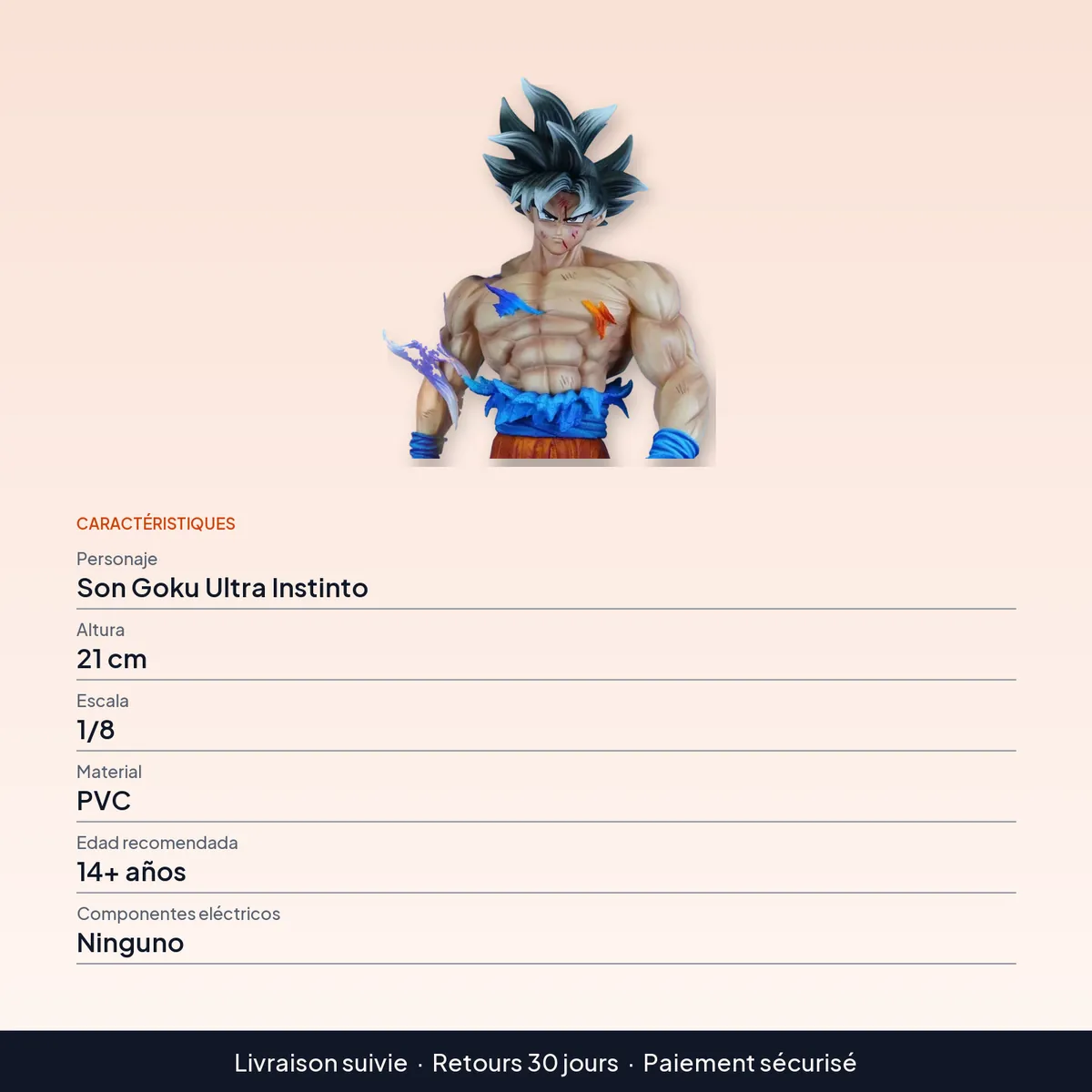 Figura de Son Goku Ultra Instinto de Dragon Ball de 21 cm : caractéristiques