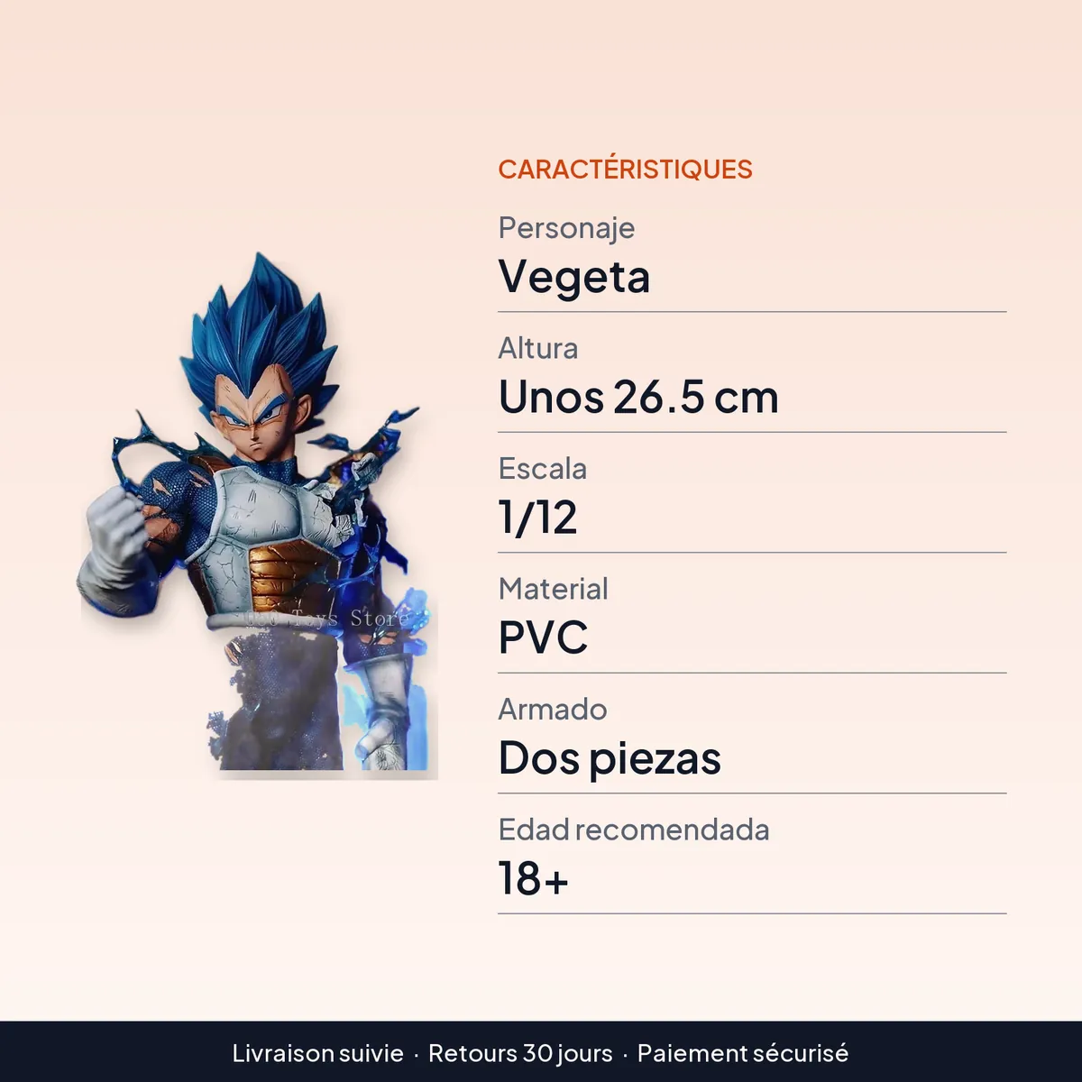 Figura de Vegeta de Dragon Ball de 26.5 cm en PVC, estatua GK : caractéristiques