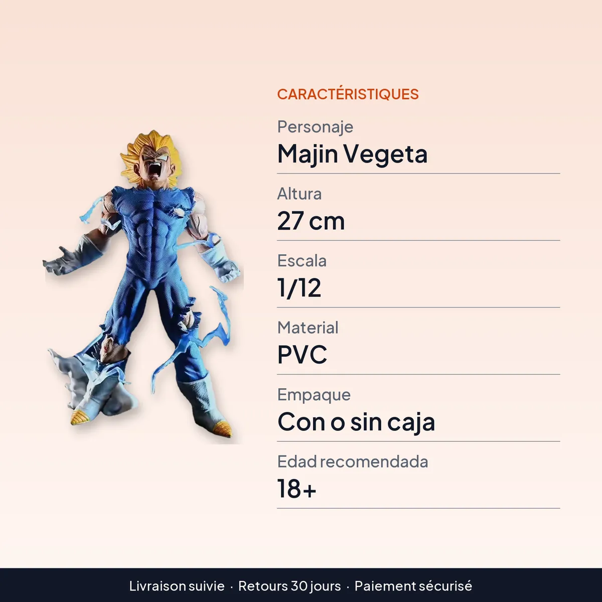 Figuras de acción de Dragon Ball Z estatua de Majin Vegeta de 27 cm : caractéristiques