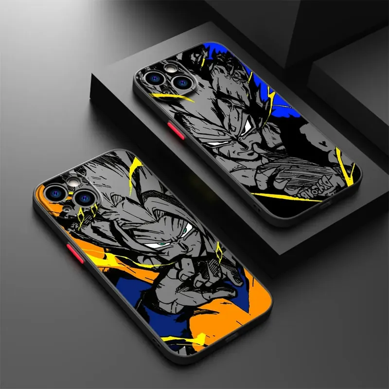Funda de celular Dragon Ball mate con borde negro para iPhone