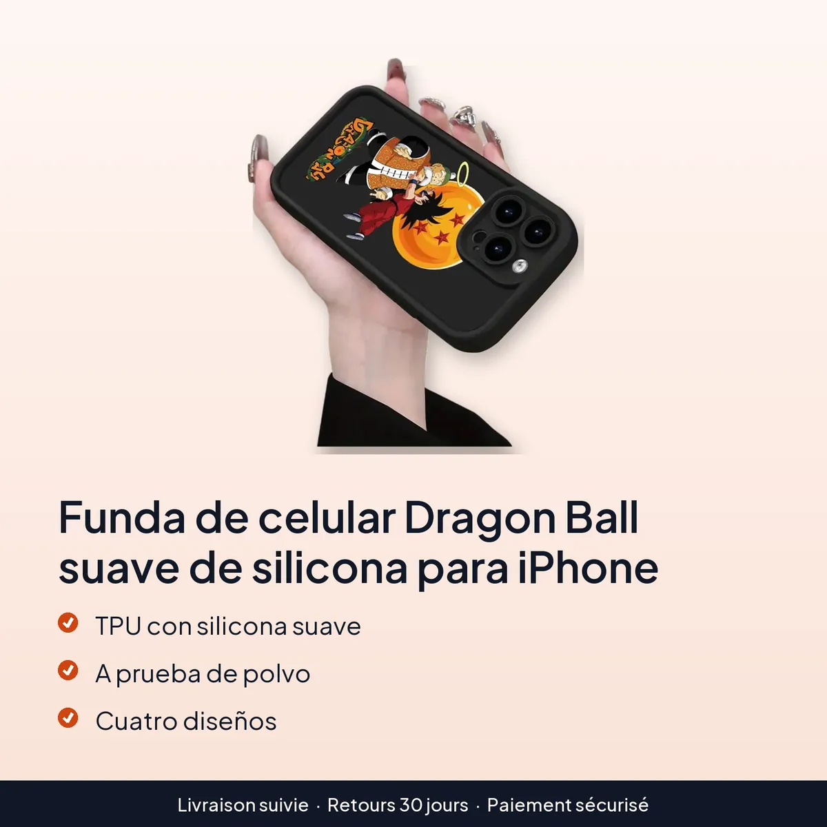 Funda de celular Dragon Ball suave de silicona para iPhone : tpu con silicona suave, a prueba de polvo, cuatro diseños