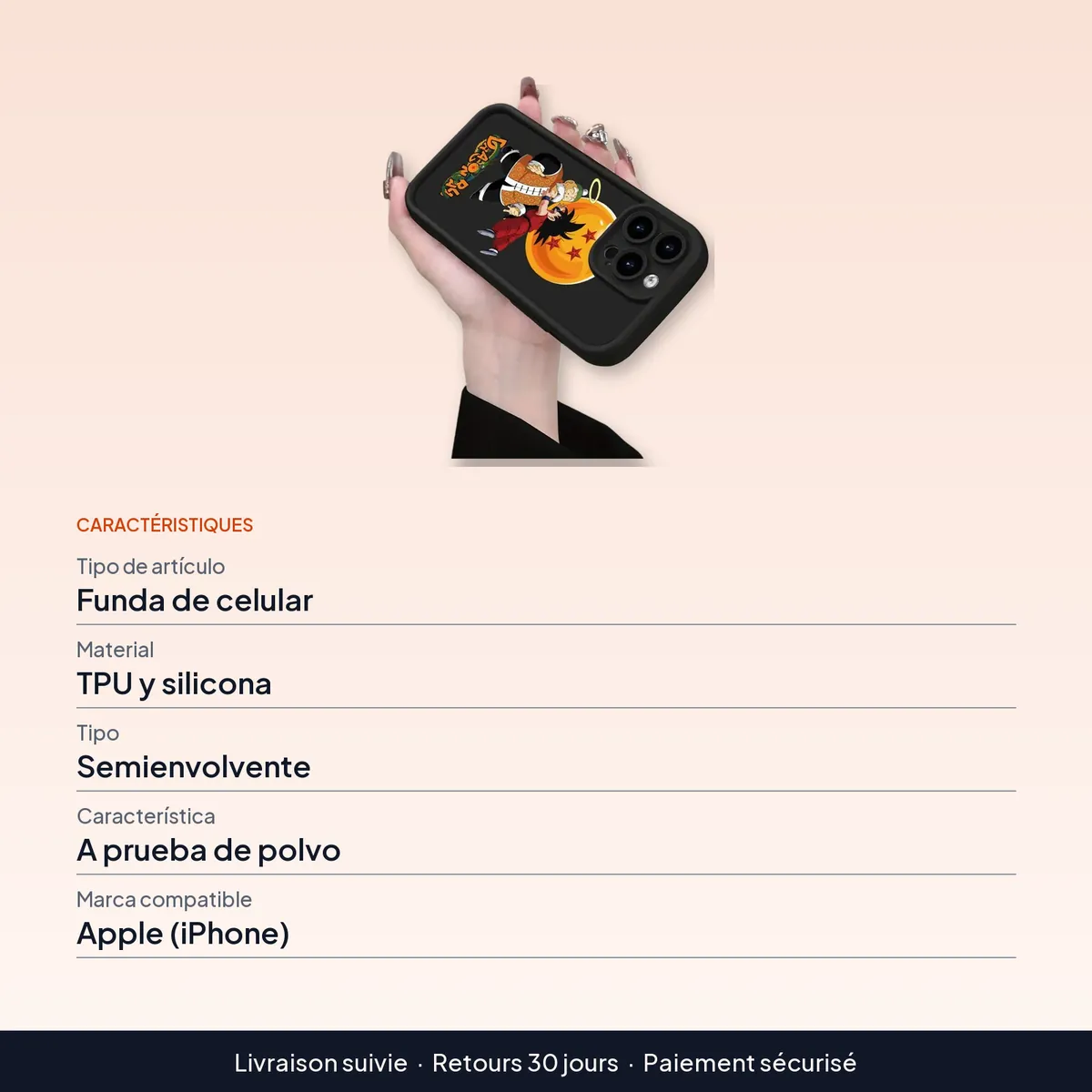 Funda de celular Dragon Ball suave de silicona para iPhone : caractéristiques