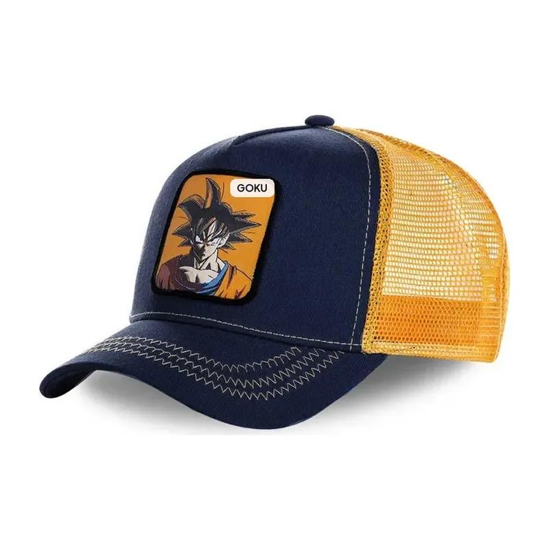Gorra Dragon Ball Son Goku de viaje, ajustable y bordada – Bordada, con malla y visera