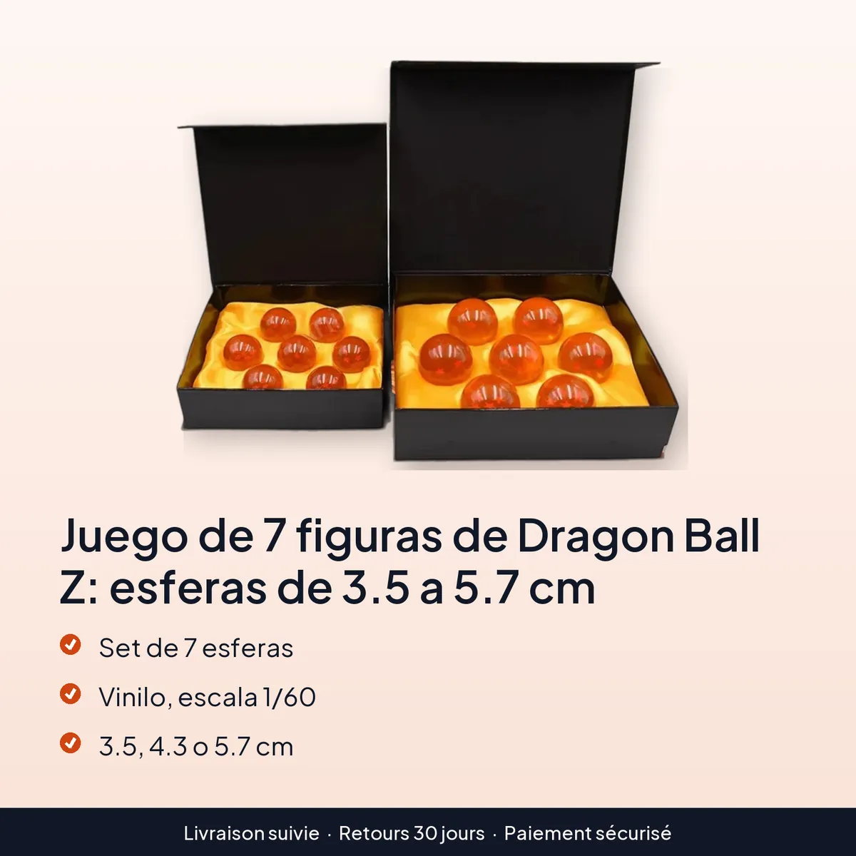Juego de 7 figuras de Dragon Ball Z: esferas de 3.5 a 5.7 cm : set de 7 esferas, vinilo, escala 1/60, 3.5, 4.3 o 5.7 cm