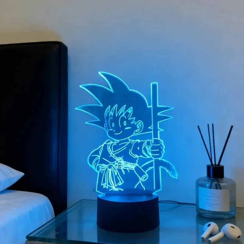 Lámpara de Dragon Ball LED 3D de Goku, con base y cable USB – Quita el film