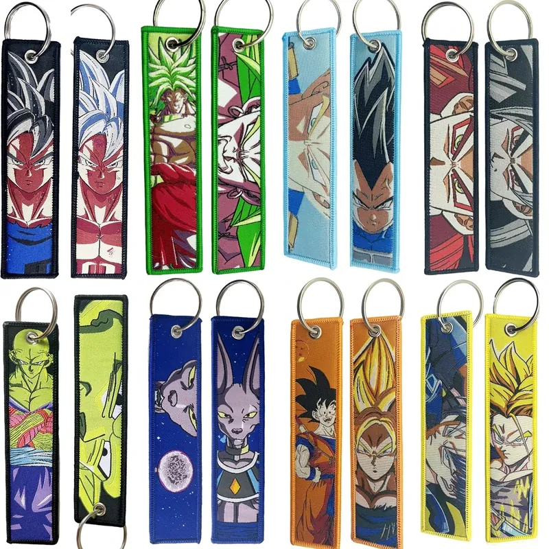 Llavero de Dragon Ball bordado tipo jet, etiqueta para llaves