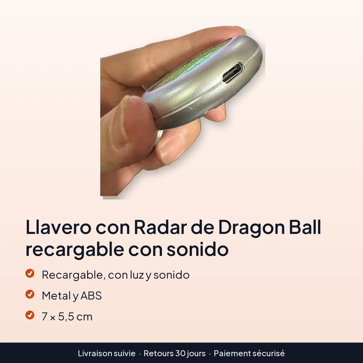 Llavero con Radar de Dragon Ball recargable con sonido : recargable, con luz y sonido, metal y abs, 7 × 5,5 cm