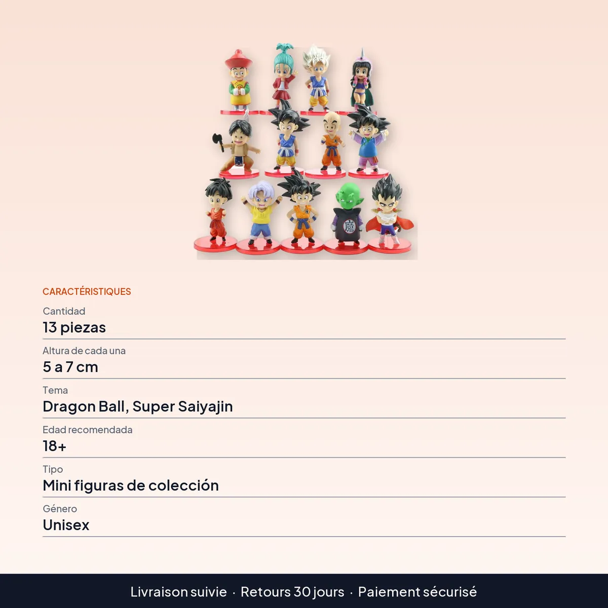 Lote de 13 mini figuras de Dragon Ball Z Super Saiyajin : caractéristiques