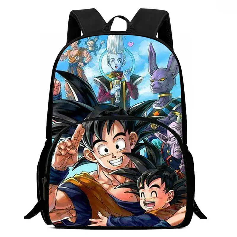 Mochila de Dragon Ball de nailon con bolsillo frontal – Ajusta las correas