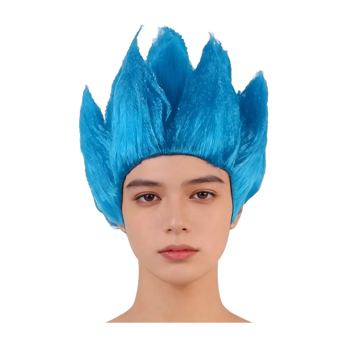 Peluca de Saiyan para cosplay de Halloween, hombre adulto – azul