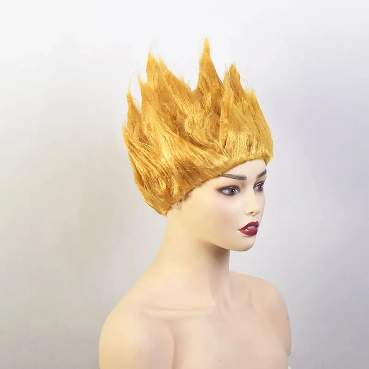 Peluca de Saiyan para cosplay de Halloween, hombre adulto – dorado