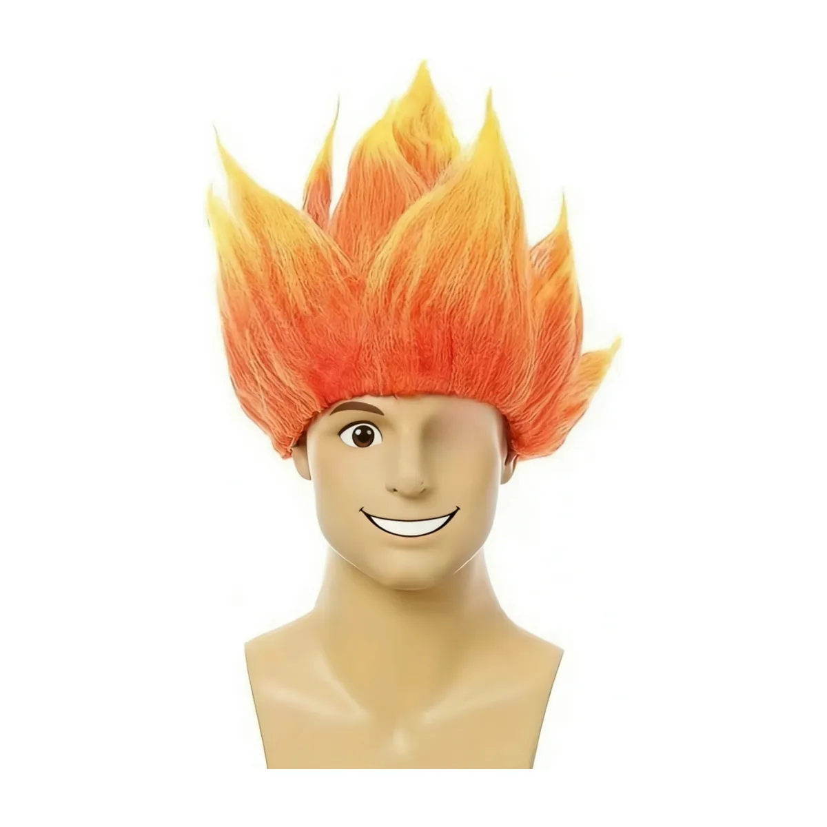 Peluca de Saiyan para cosplay de Halloween, hombre adulto – llama