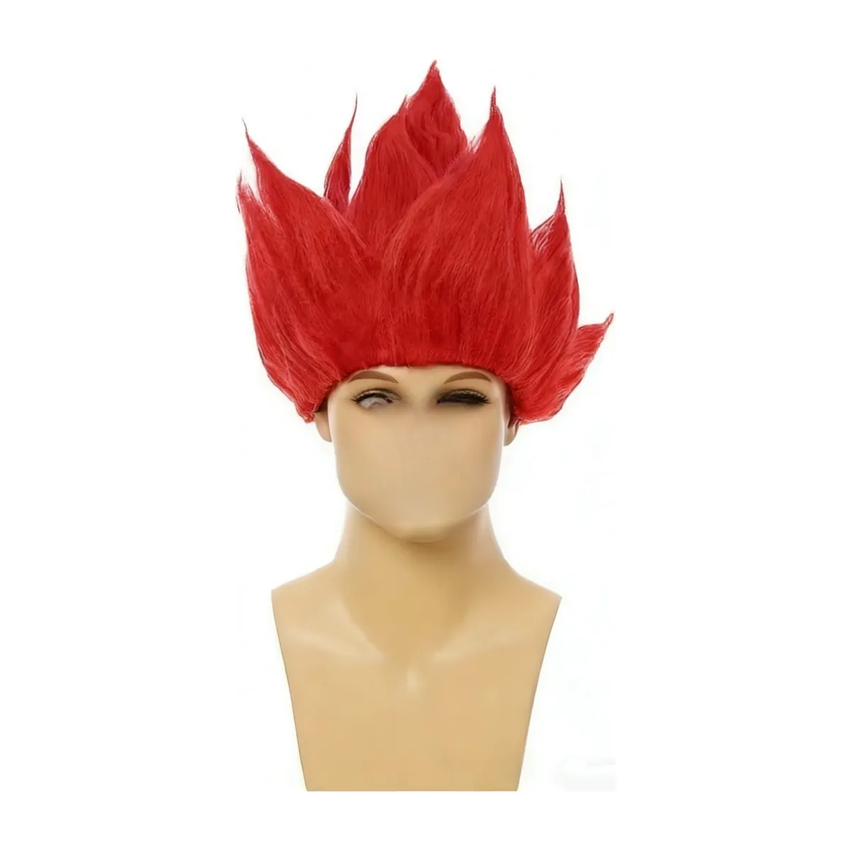 Peluca de Saiyan para cosplay de Halloween, hombre adulto – rojo