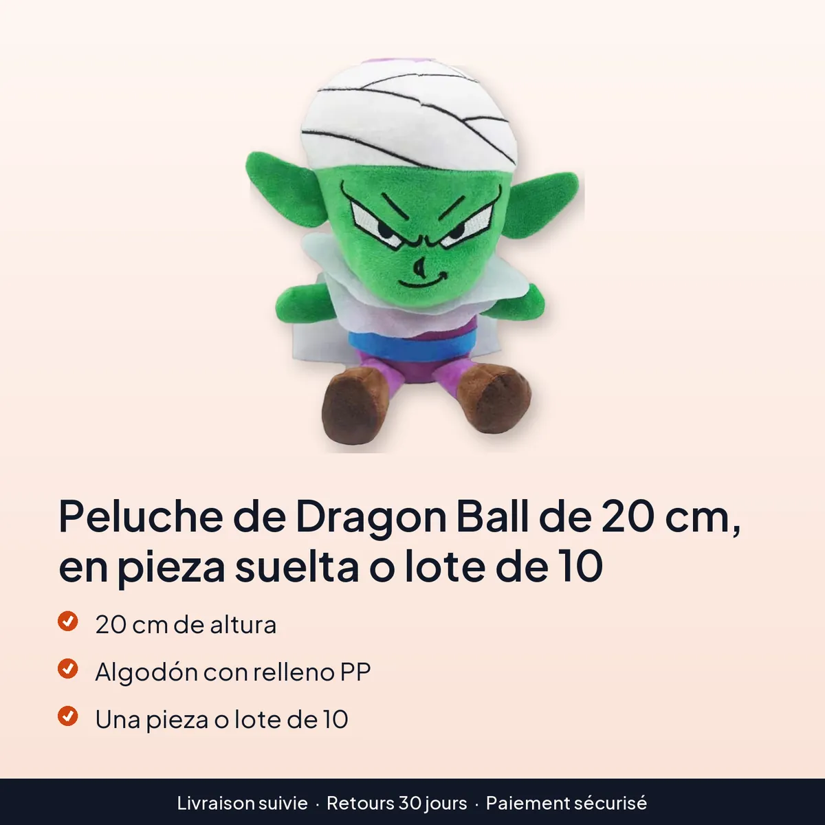 Peluche de Dragon Ball de 20 cm, en pieza suelta o lote de 10 : 20 cm de altura, algodón con relleno pp, una pieza o lote de 10
