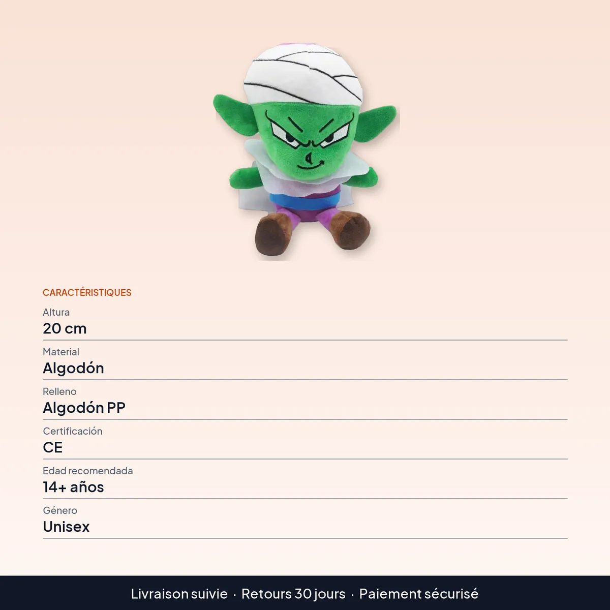 Peluche de Dragon Ball de 20 cm, en pieza suelta o lote de 10 : caractéristiques