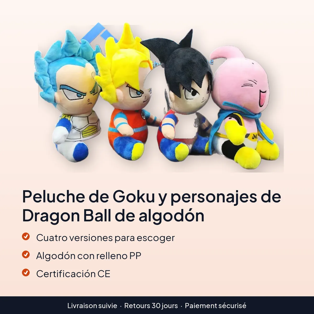Peluche de Goku y personajes de Dragon Ball de algodón : cuatro versiones para escoger, algodón con relleno pp, certificación ce