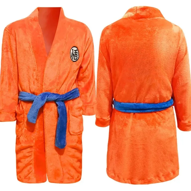 Pijama disfraz de Goku de franela, unisex para adultos – Cremallera en la cadera