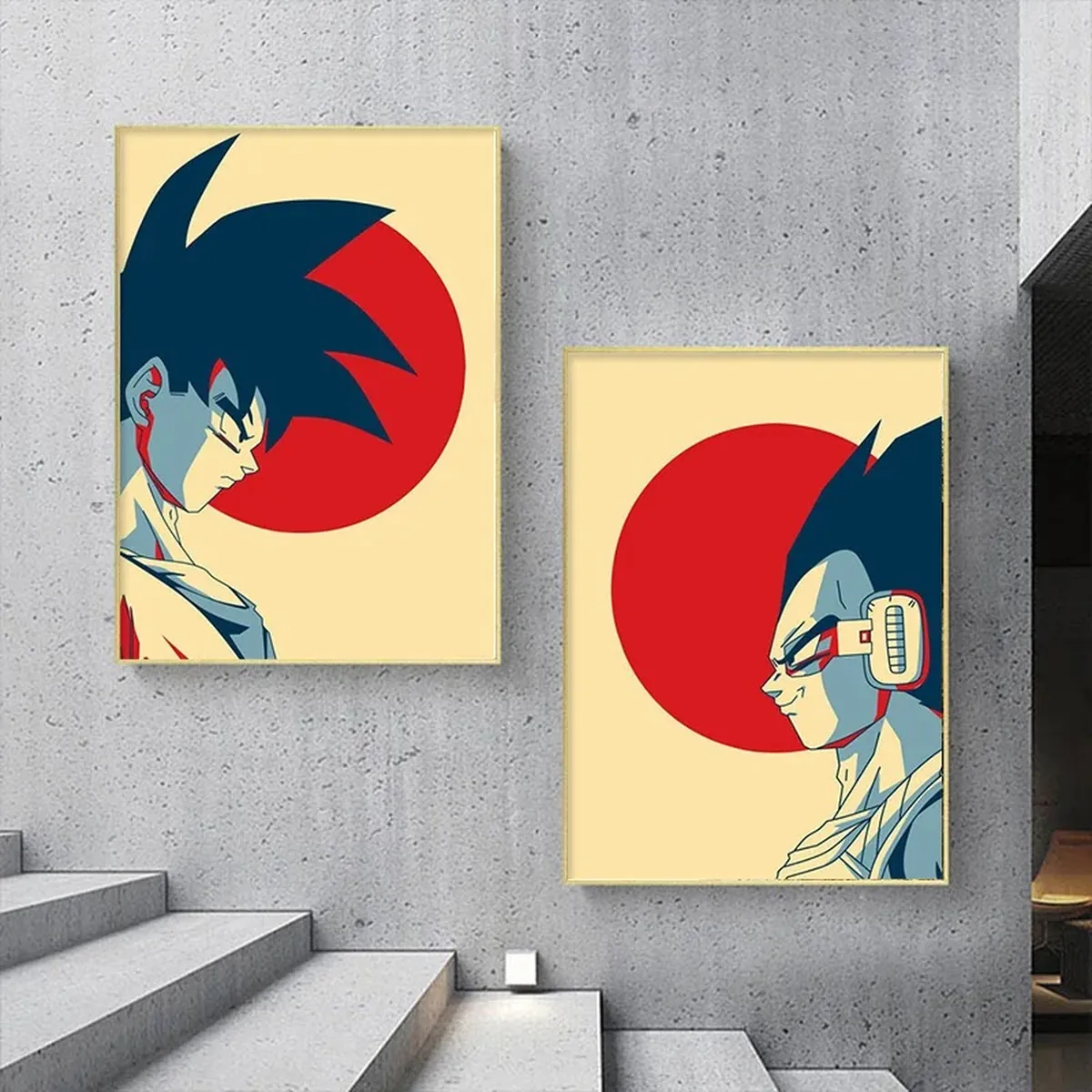 Póster de Dragon Ball clásico en lienzo con Goku y Vegeta, sin marco – vue 2