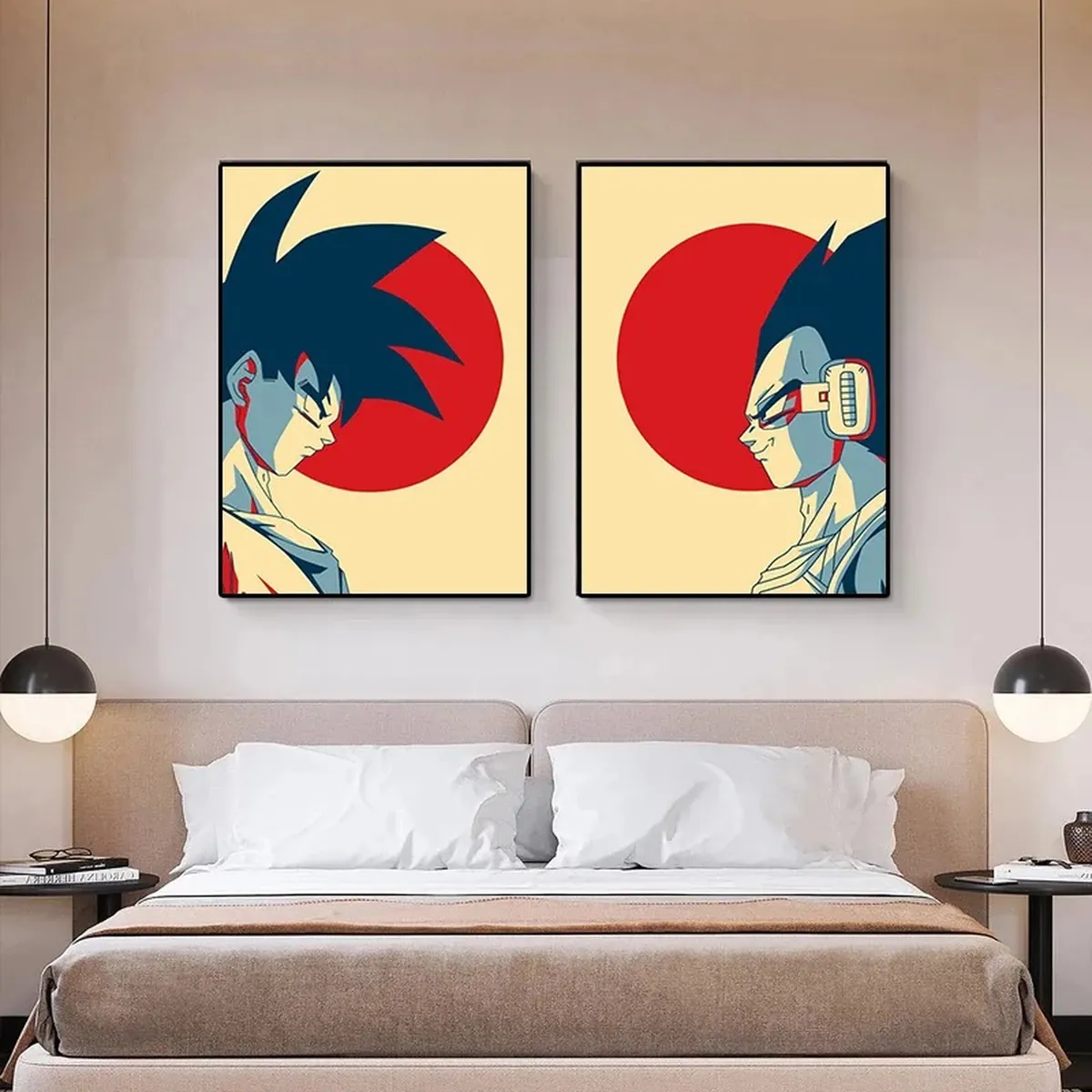 Póster de Dragon Ball clásico en lienzo con Goku y Vegeta, sin marco – vue 4