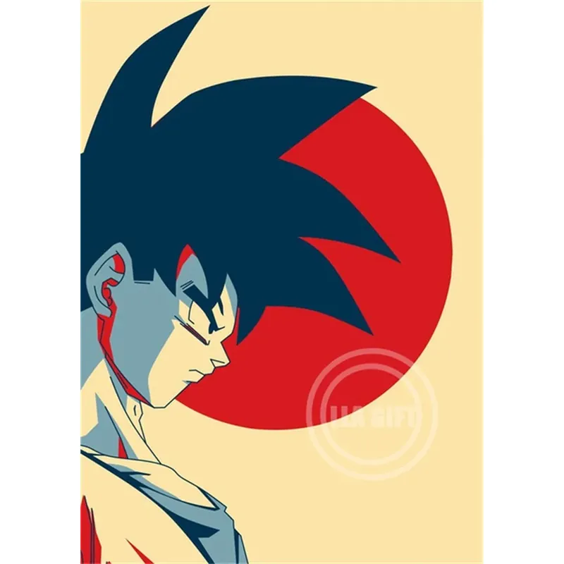 Póster de Dragon Ball clásico en lienzo con Goku y Vegeta, sin marco – a