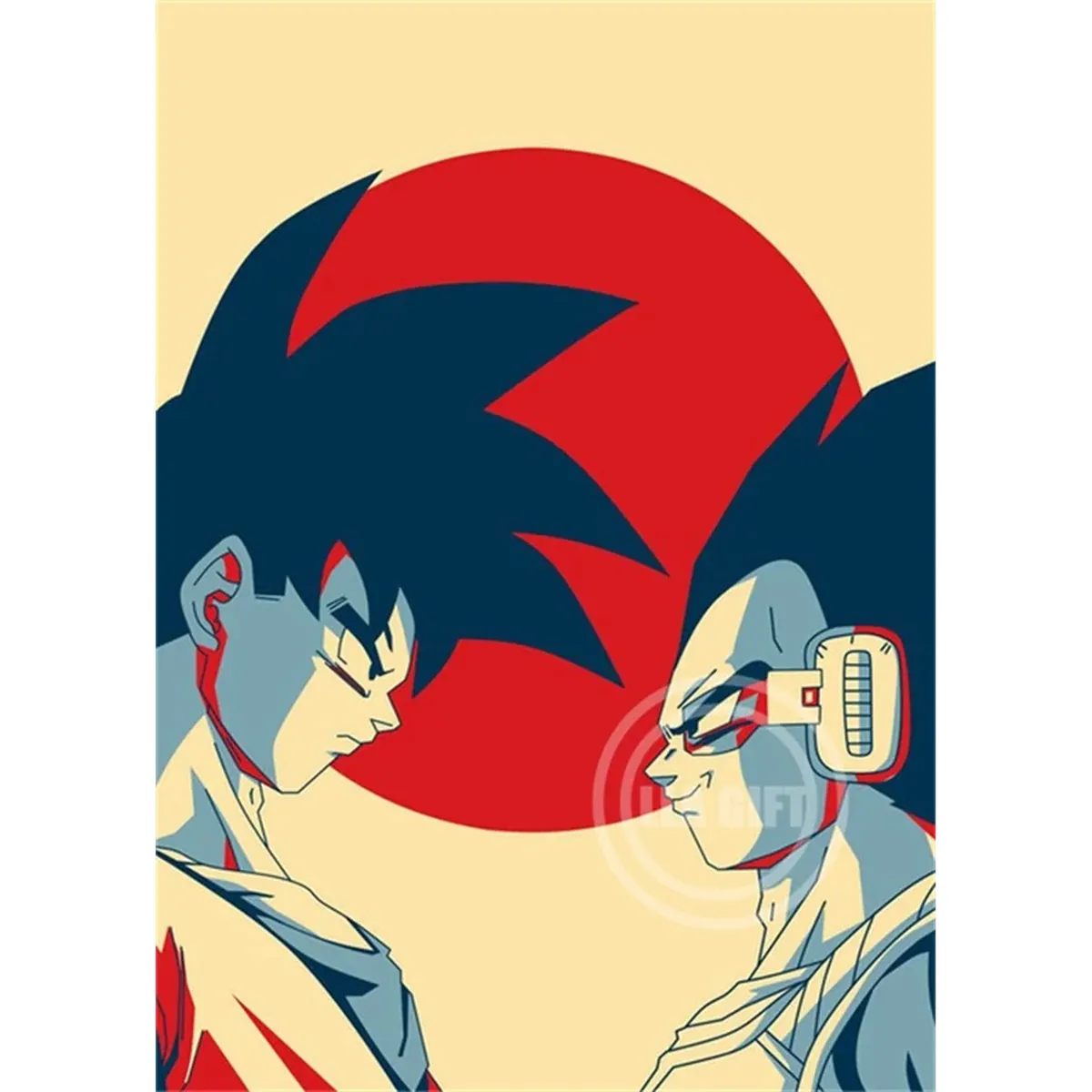 Póster de Dragon Ball clásico en lienzo con Goku y Vegeta, sin marco – c