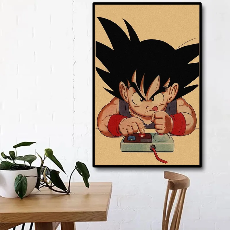 Póster de Dragon Ball retro de lienzo con Goku, Vegeta y Freezer