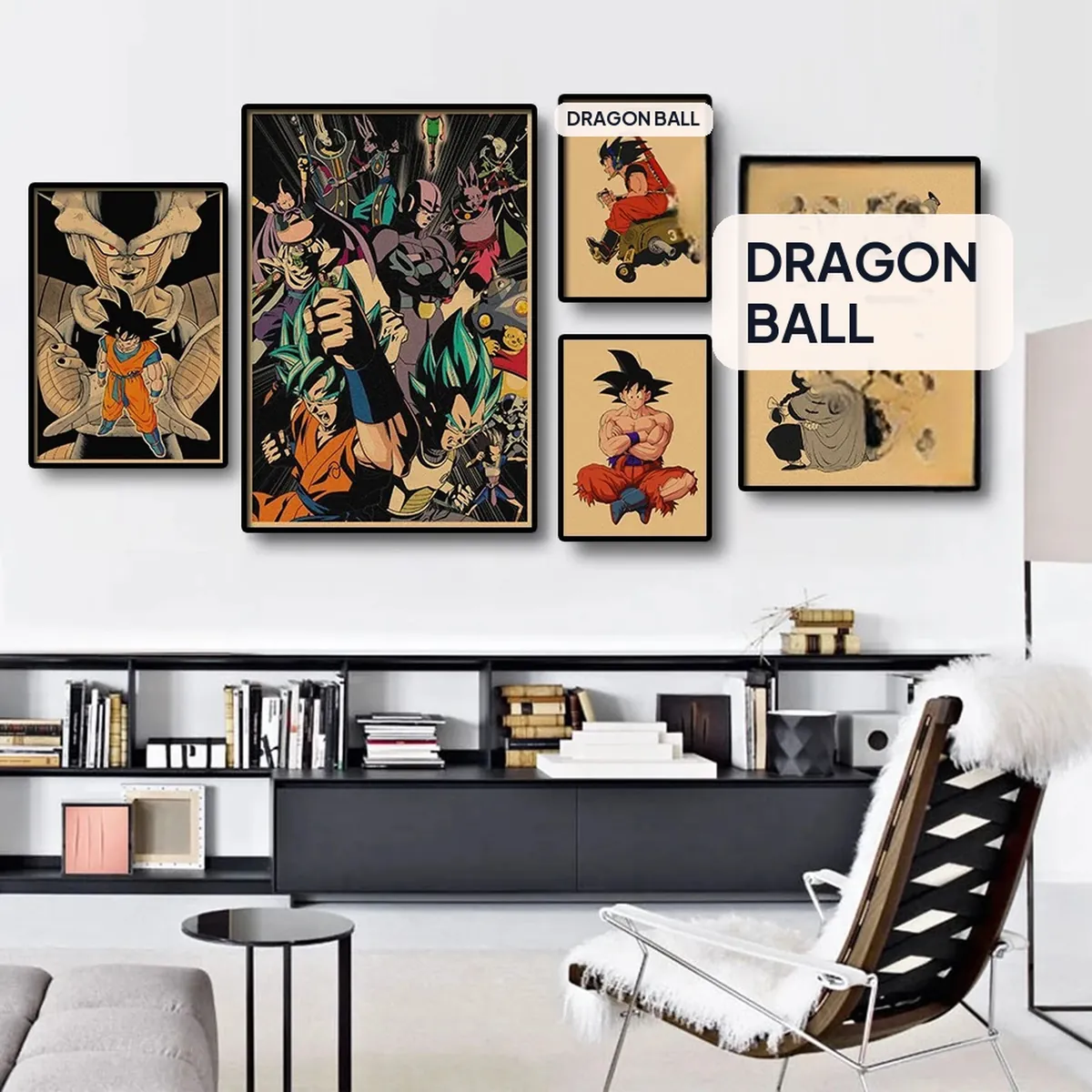 Póster de Dragon Ball retro de lienzo con Goku, Vegeta y Freezer – vue 2