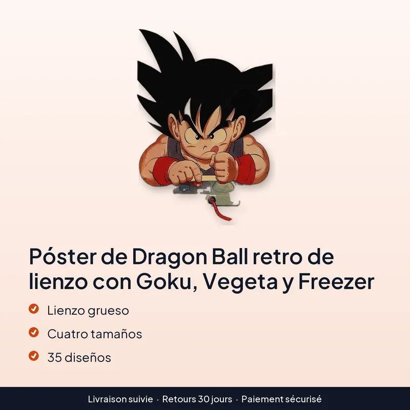 Póster de Dragon Ball retro de lienzo con Goku, Vegeta y Freezer – Cuatro tamaños sin marco