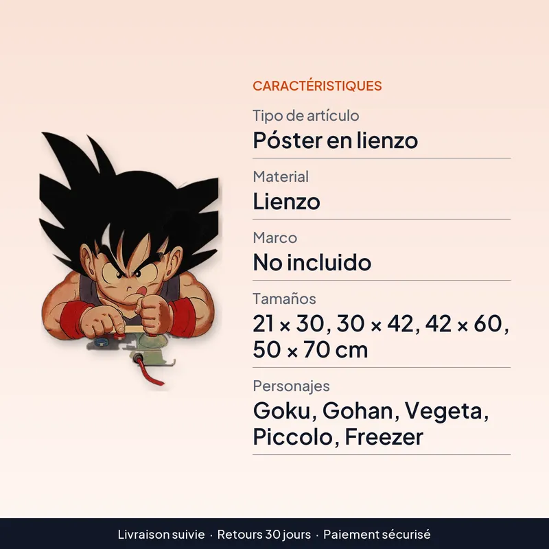 Póster de Dragon Ball retro de lienzo con Goku, Vegeta y Freezer – Treinta y cinco diseños