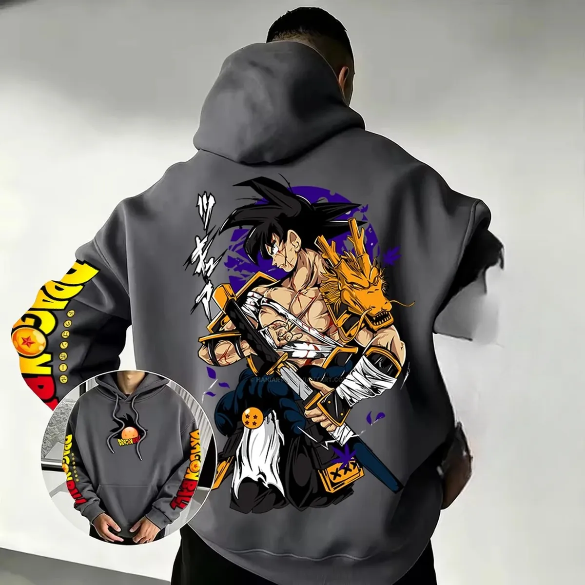 Sudadera con capucha de Son Goku Samurái Dragón, unisex – vue 6