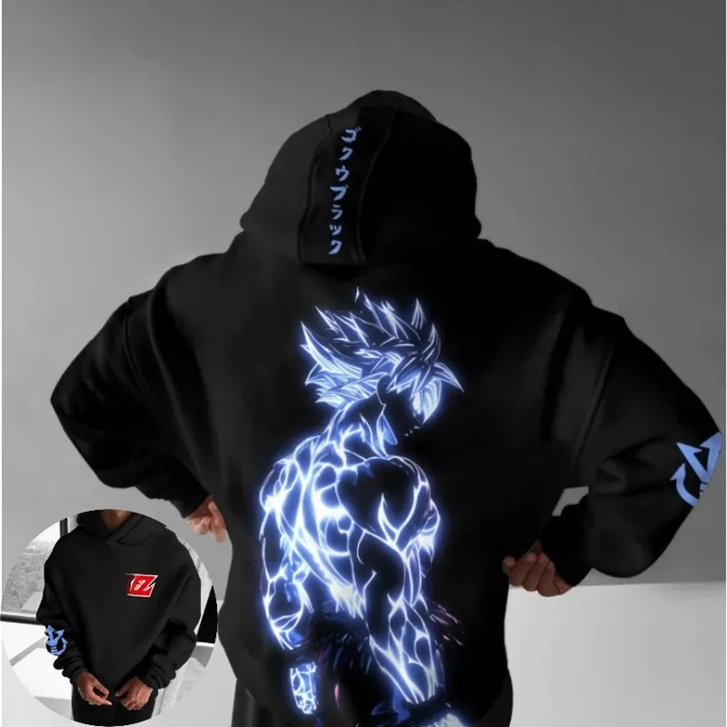 Sudadera grande con capucha de hip hop, otoño e invierno